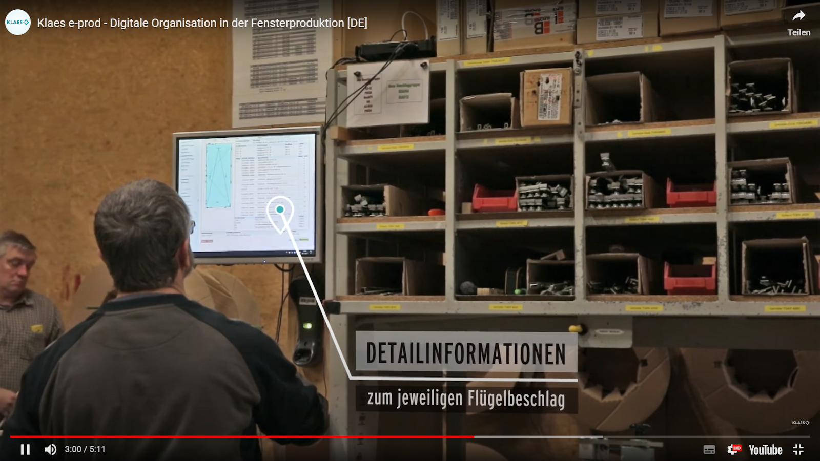 Which hardware parts need to go on this frame? Klaes e-prod provides the answer after a scan.